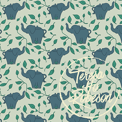 elephant fabric designed by Teresa Robeson