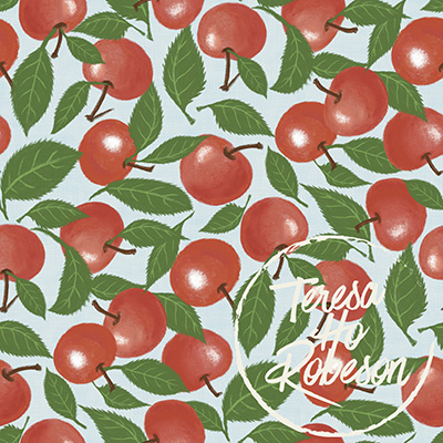 cherries fabric designed by Teresa Robeson