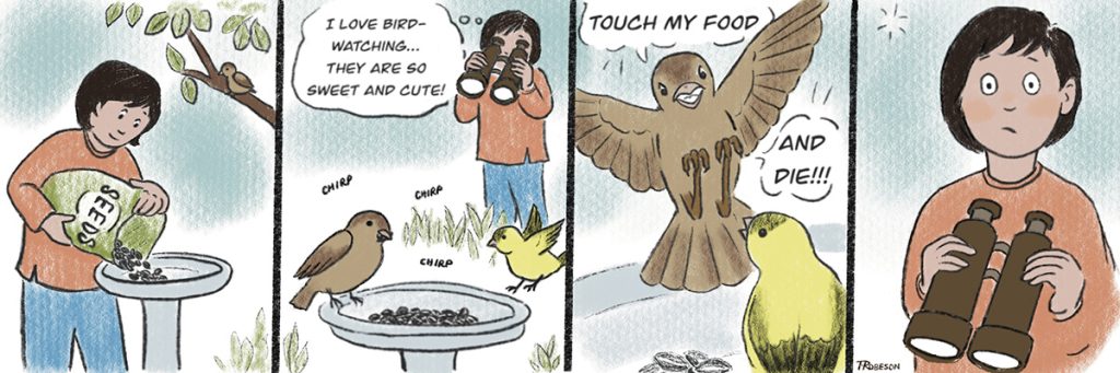 Birder cartoon by Teresa Robeson
