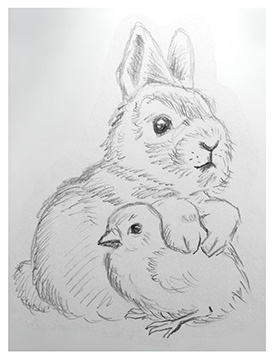 rabbit and chick by Teresa Robeson