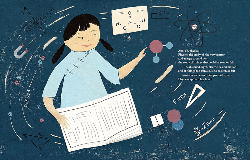 illustration from Queen of Physics written by Teresa Robeson illustrated by Rebecca Huang